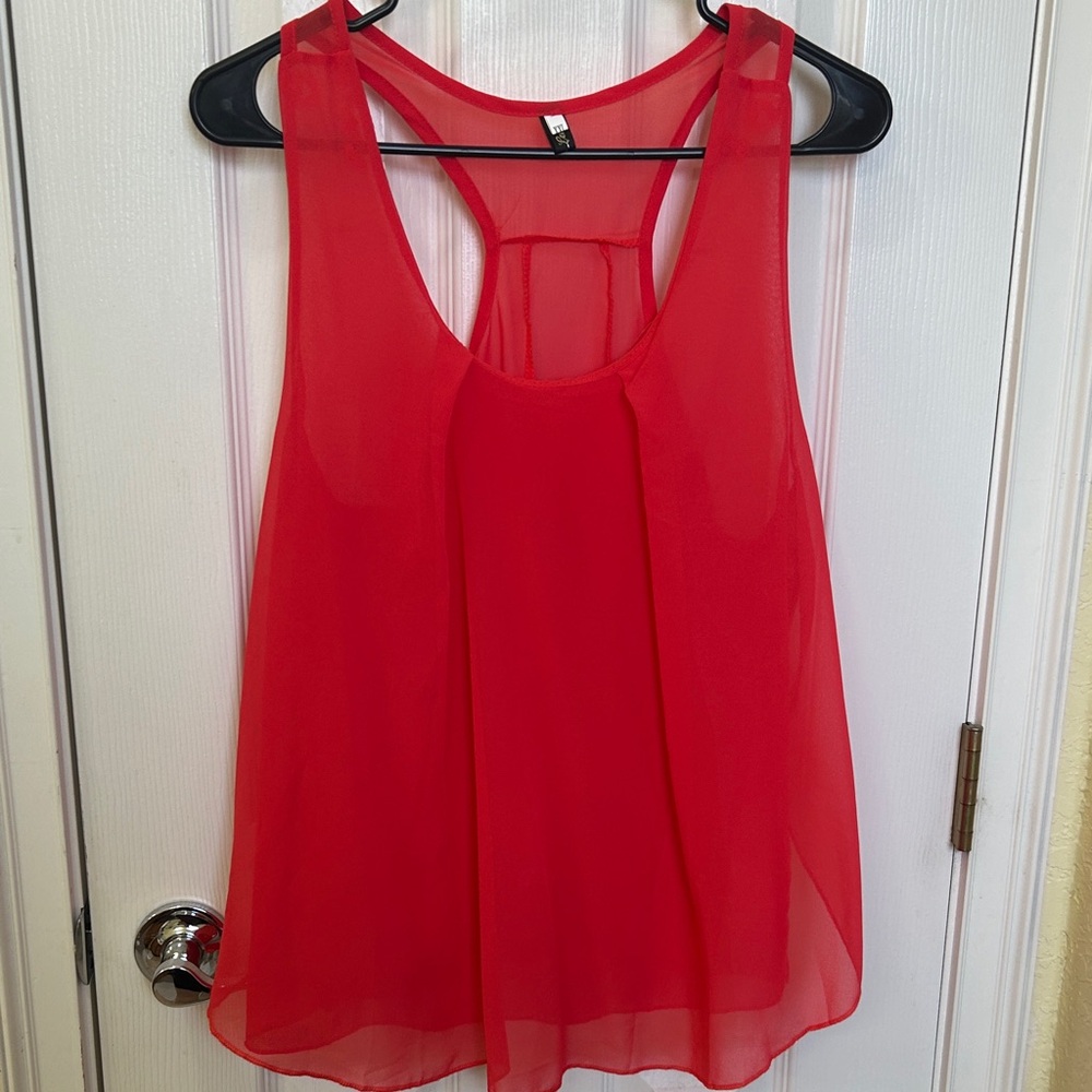 Red Sleeveless Chiffon Top